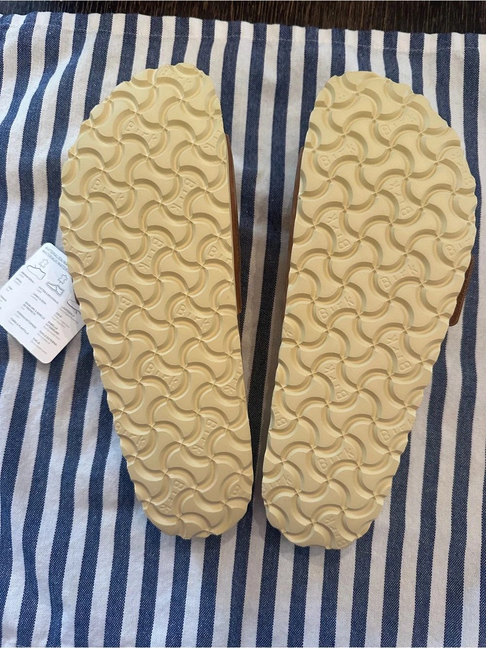 Birkenstock Madrid Big Buckle  Single-Band Slide in Cognac Brown with Gold Logo